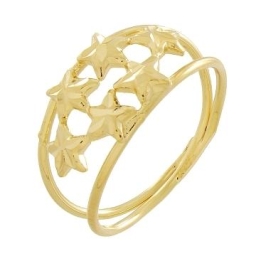 Anel 6 estrelas ourinho banhado a ouro 18k