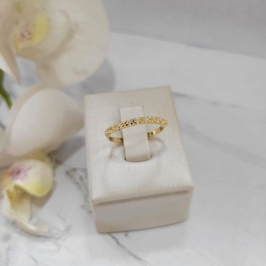 Anel aparador com 9 zirconias cristal banhado a ouro 18K