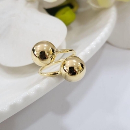 Anel com duas bolas grandes banhado a ouro 18k