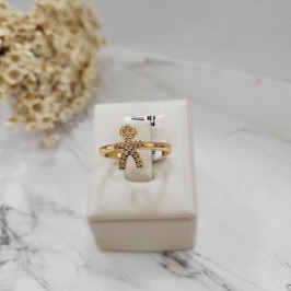 ANEL COM MENINO CRAVEJADO BANHADO A OURO 18K