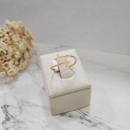 ANEL FALANGE COM 2 CRUCIFIXOS FOSCOS BANHADO A OURO 18K