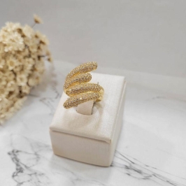 Anel luxo super cravejado estilo cobra banhado a ouro 18k