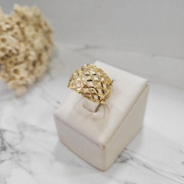 Anel  ourinho chapa trabalhado  banho de ouro 18k