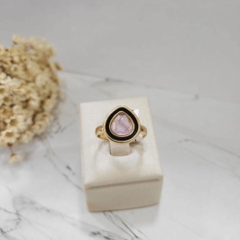 ANEL PEDRA GOTA C BORDA PRETA CENTRO LILAS