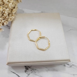 ARGOLA HEXAGONAL 2,3CM BANHADO A OURO 18K