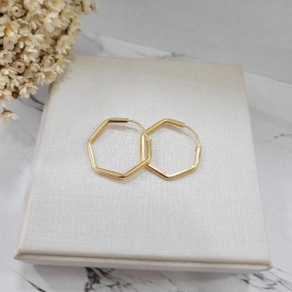 ARGOLA HEXAGONAL 2,6CM BANHADO A OURO 18K