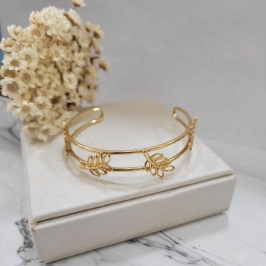 Bracelete duplo com quatro folhas banhado a ouro 18k
