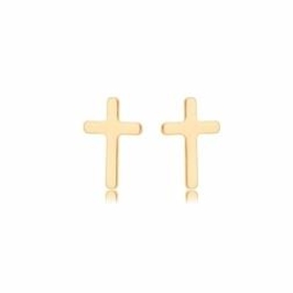 BRINCO CRUZ LISA BANHADO A OURO 18K