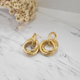 Brinco de tubo com argola lisa banhado a ouro 18k
