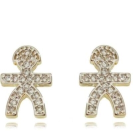 BRINCO MENINO CRAVEJADO CRISTAL BANHADO A OURO 18K