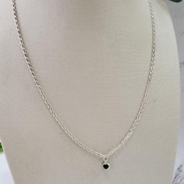 CHOCKER DE PRATA 925 ELO GRUMET PONTO LUZ CORACAO VERDE