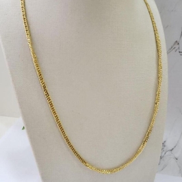 Corrente grume dupla lixada banhado a ouro 18k