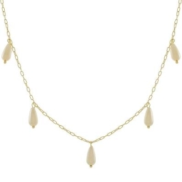 Gargantilha com cinco perolas alongadas banhado a ouro 18k TAM40CM