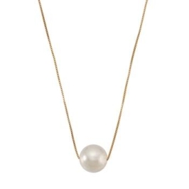 GARGANTILHA PINGENTE PEROLA GRANDE BANHADO A OURO 18K TAM55CM