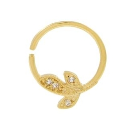 PIERCING FOLHINHA CRAVEJADA BANHADO A OURO 18K