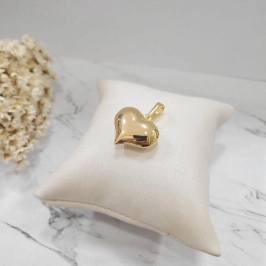 Pingente coracao duplo cheio banhado a ouro 18k