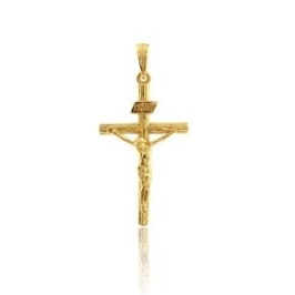 PINGENTE CRUCIFIXO COM CRISTO BANHADO A OURO 18K