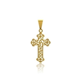 PINGENTE CRUZ VAZADA TRABALHADA BANHADO A OURO 18K