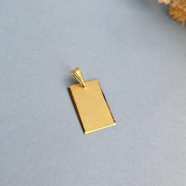 PINGENTE DIAMANTADO CHAPA RETANGULAR FOSCA BANHADO A OURO 18K