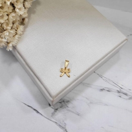 PINGENTE DIAMANTADO LACINHO BANHADO A OURO 18K