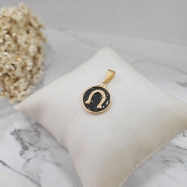 PINGENTE FERRADURA RESINADO BANHADO A OURO 18K
