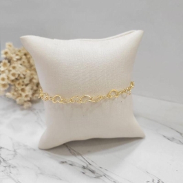 Pulseira coracoes grandes vazados 7mm banhado a ouro 18k