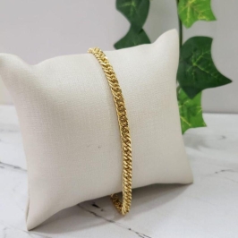 Pulseira elo grumet dupla importada 4.0mm banhado a ouro 18k TAM18CM