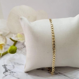 Pulseira infantil elo grumet fina 2,8mm banhado a ouro 18k TAM15CM
