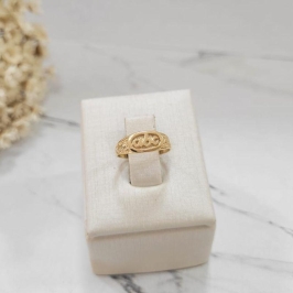 Anel  abc letra cursiva  banhado a ouro 18k
