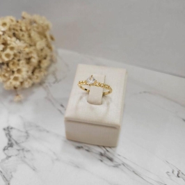 Anel solitario aro de corrente  banhado a ouro 18k