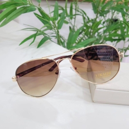 Oculos oval caramelo armacao no dourada