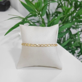 PULSEIRA MASCULINA ELO LONGO GROSSO BANHADO A OURO 18K 21CM