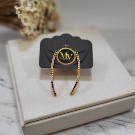 BRINCO EAR CUFF CRAVEJADO COLORIDO BANHADO A OURO 18K