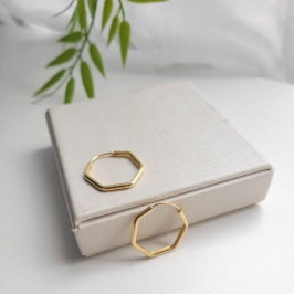 ARGOLA HEXAGONAL 2,6CM BANHADO A OURO 18K