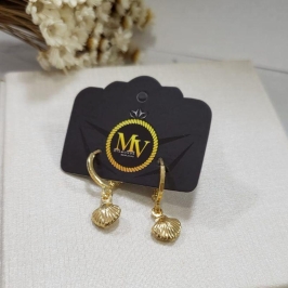 ARGOLINHA CLICK CONCHA DUPLA PEQUENA BANHADO A OURO 18K