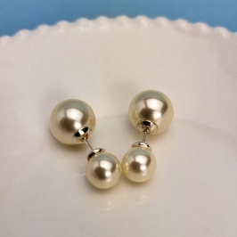 BRINCO DE PRATA PINO DUAS PEROLAS DE 8mm e 12mm
