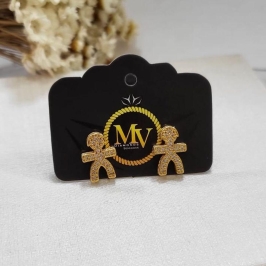 BRINCO MENINO CRAVEJADO CRISTAL BANHADO A OURO 18K