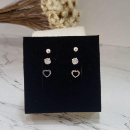 BRINCO TRIO BOLINHA E CORACAO VAZADO