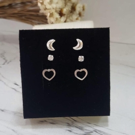 BRINCO TRIO LUA E ZIRCONIA E CORACAO VAZADO