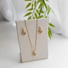 CONJUNTO CORACAOZINHO MULTICOLOR CRAVEJADO