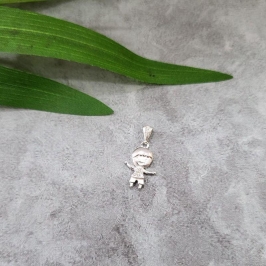 Pingente menino com corpo e elo cravejado  prata 925