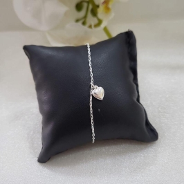 PULSEIRA DE PRATA 925 COM PINGENTE CORAÇÃO CHEIO