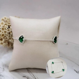 PULSEIRA TRES CORACAO ZIRCONIA NA COR VERDE