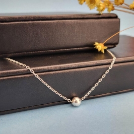 TORNOZELEIRA DE PRATA 925 COM PINGENTE BOLA