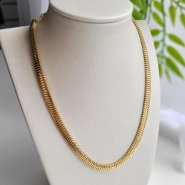 Chocker oca achatada banhada a ouro 18k TAM35CM