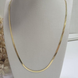 Colar fita fina lisa 3mm banhado a ouro 18K TAM45CM