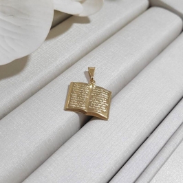 PINGENTE BIBLIA PAI NOSSO BANHADO A OURO 18K