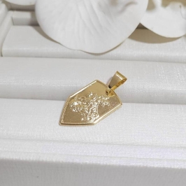 PINGENTE SAO JORGE PLACA ESCUDO BANHADO A OURO 18K