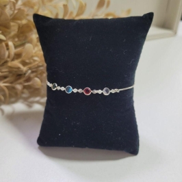 Pulseira infantil com zirconias coloridas prata 925 TAM14CM