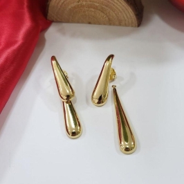Brinco gota dupla banhado no ouro 18k